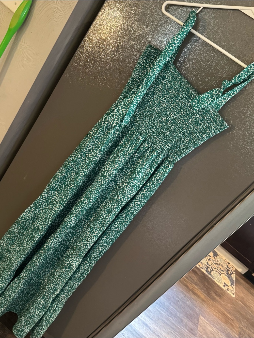 Green Smocked Sundress with Straps - Women Dresses